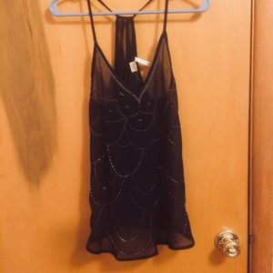 Sheer Black Embellished Top 🖤